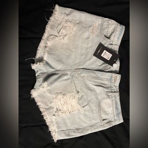 Light blue denim shorts